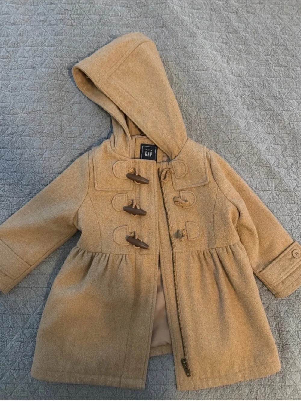 GAP Girls' Hooded Toggle Pea Coat in Camel